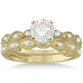 Antique Diamond Engagement Ring Set 18k Yellow Gold (0.20ct)