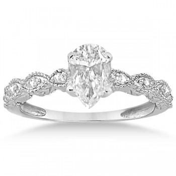 Pear-Cut Antique Style Diamond Bridal Set in 14k White Gold (0.58ct)