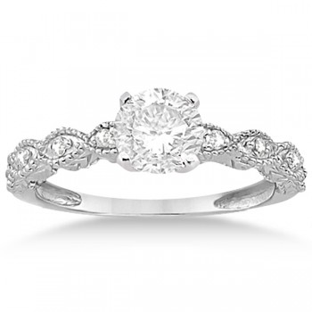 Petite Antique-Design Lab Grown Diamond Bridal Set in 14k White Gold (0.58ct)