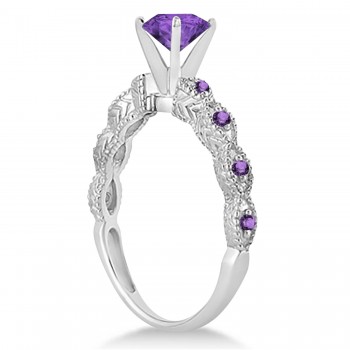 Vintage Style Amethyst Engagement Ring in Platinum (1.18ct)