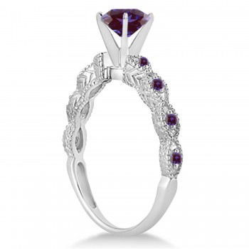 Vintage Style Alexandrite & Diamond Engagement Ring in Palladium (1.18ct)