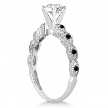 Petite Marquise Black Diamond Engagement Ring 14k White Gold (0.10ct)