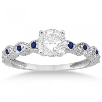 Vintage Marquise Blue Sapphire Engagement Ring Palladium (0.18ct)