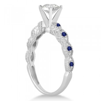 Vintage Marquise Blue Sapphire Engagement Ring Platinum (0.18ct)
