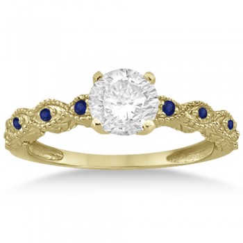 Antique Blue Sapphire Engagement Ring Set 14k Yellow Gold (0.36ct)