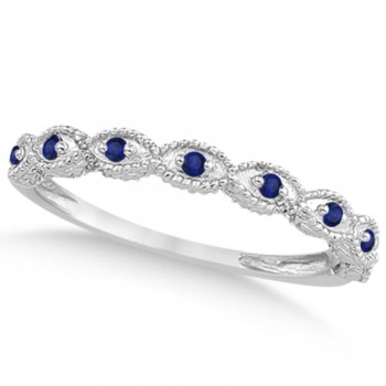 Antique Marquise Shape Blue Sapphire Wedding Ring Platinum (0.18ct)