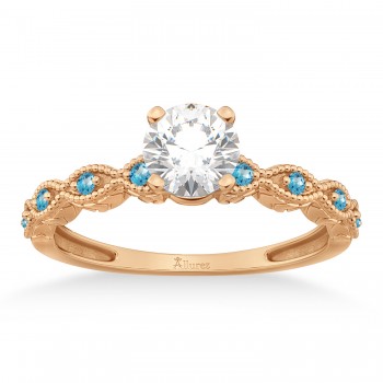 Vintage Marquise Blue Topaz Engagement Ring 14k Rose Gold (0.18ct)