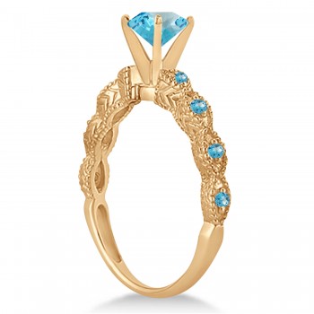 Vintage Style Blue Topaz Engagement Ring 14k Rose Gold (1.18ct)