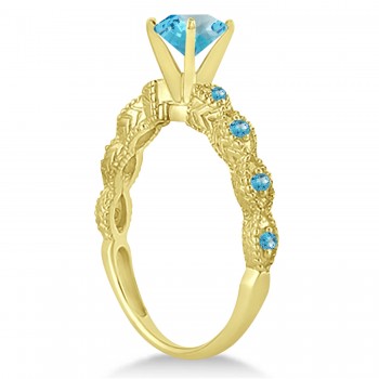 Vintage Style Blue Topaz Engagement Ring 14k Yellow Gold (1.18ct)