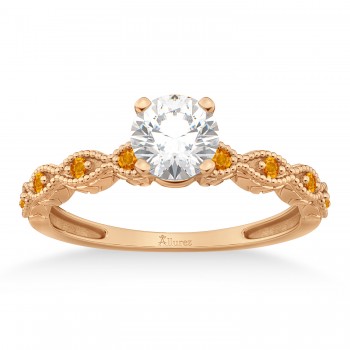 Vintage Marquise Citrine Engagement Ring 14k Rose Gold (0.18ct)