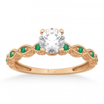 Vintage Marquise Emerald Engagement Ring 14k Rose Gold (0.18ct)