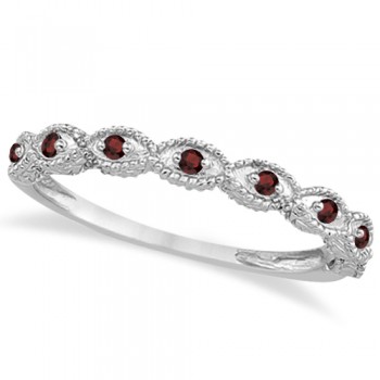 Antique Marquise Shape Garnet Wedding Ring 14k White Gold (0.18ct)