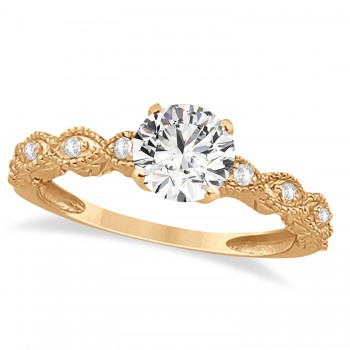 Vintage Moissanite Engagement Ring Bridal Set 14k Rose Gold (1.36ct)