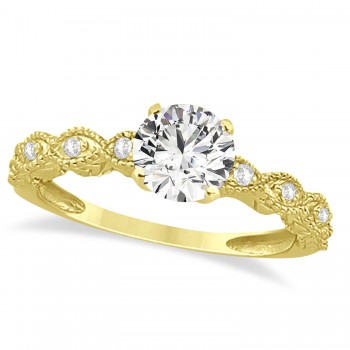 Vintage Moissanite Engagement Ring Bridal Set 14k Yellow Gold (1.36ct)