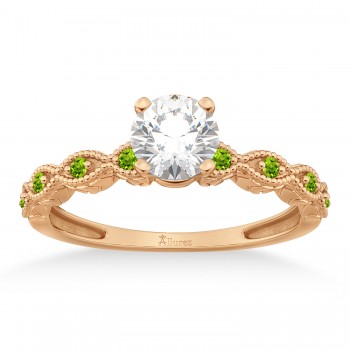 Vintage Marquise Peridot Engagement Ring 14k Rose Gold (0.18ct)