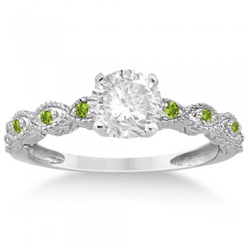 Antique Peridot Bridal Set Marquise Shape 14K White Gold 0.36ct