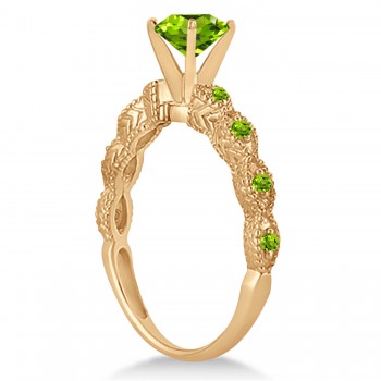 Vintage Style Peridot Engagement Ring 14k Rose Gold (1.18ct)