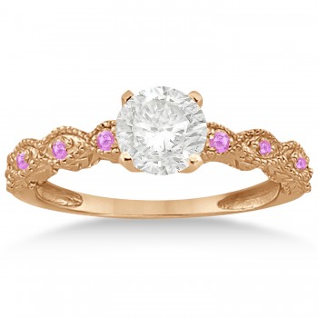 Antique Pink Sapphire Engagement Ring Set 14k Rose Gold (0.36ct)