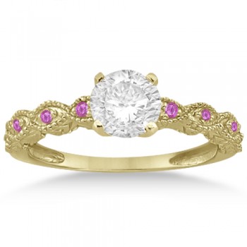 Antique Pink Sapphire Engagement Ring Set 14k Yellow Gold (0.36ct)