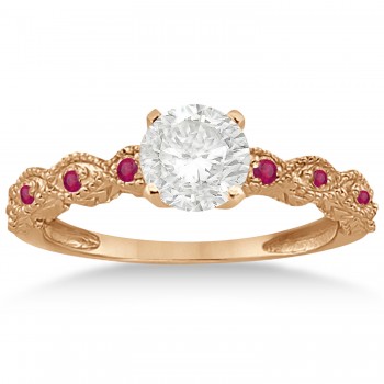 Antique Ruby Engagement Ring and Wedding Band 14k Rose Gold (0.36ct)