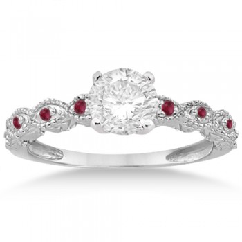 Antique Ruby Engagement Ring and Wedding Ring 14k White Gold (0.36ct)