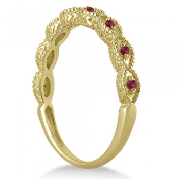 Antique Marquise Shape Ruby Wedding Ring 14k Yellow Gold (0.18ct)