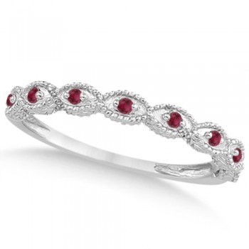 Antique Marquise Shape Ruby Wedding Ring 18k White Gold (0.18ct)