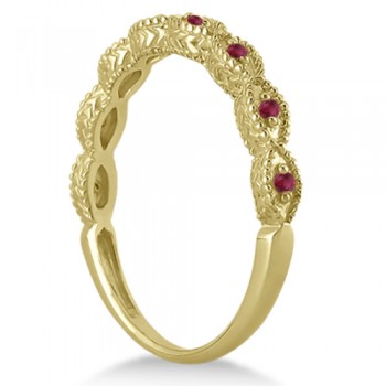 Antique Marquise Shape Ruby Wedding Ring 18k Yellow Gold (0.18ct)