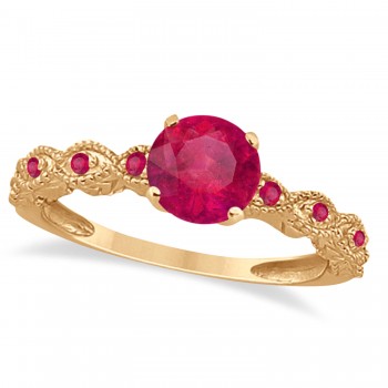 Vintage Style Ruby Engagement Ring in 14k Rose Gold (1.18ct)