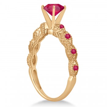 Vintage Style Ruby Engagement Ring in 14k Rose Gold (1.18ct)