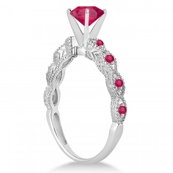 Vintage Style Ruby Engagement Ring in Platinum (1.18ct)