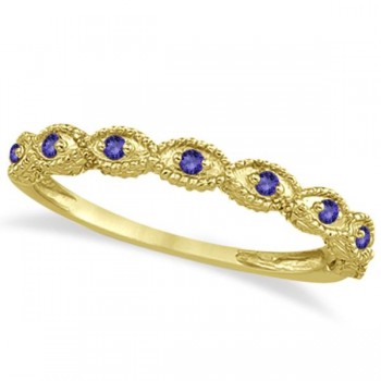 Antique Marquise Shape Tanzanite Wedding Ring 14k Yellow Gold (0.18ct)