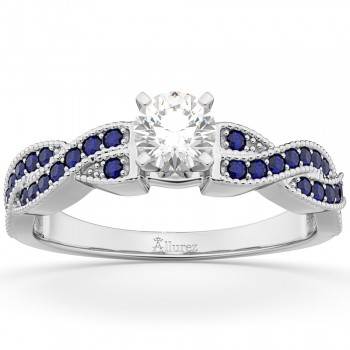 Infinity Twisted Blue Sapphire Engagement Ring 18k White Gold (0.25ct)