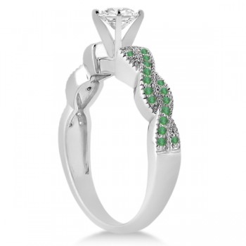 Infinity Style Twisted Emerald Engagement Ring 14k White Gold (0.25ct)