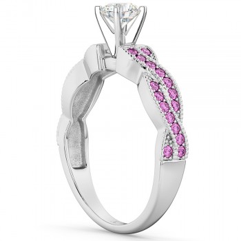 Infinity Twisted Pink Sapphire Engagement Ring 14k White Gold (0.25ct)