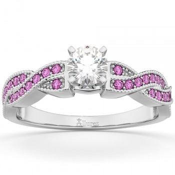 Infinity Twisted Pink Sapphire Engagement Ring 18k White Gold (0.25ct)