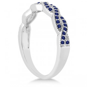 Blue Sapphire Infinity Semi Eternity Wedding Band in Platinum (0.30ct)