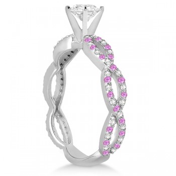 Pave Diamond & Pink Sapphire Infinity Eternity Engagement Ring 14k White Gold (0.40ct)