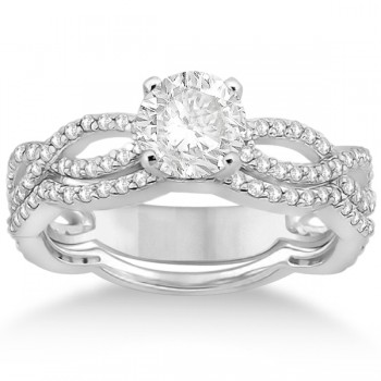 Infinity Diamond Engagement Ring with Band 14k White Gold (0.65ct)