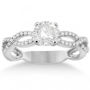 Infinity Diamond Engagement Ring with Band 14k White Gold (0.65ct)