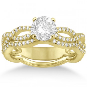Infinity Diamond Engagement Ring with Band 14k Yellow Gold (0.65ct)