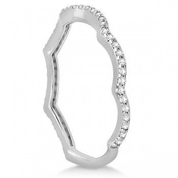 Curved Eternity Diamond Wedding Band 14k White Gold Setting (0.25ct)