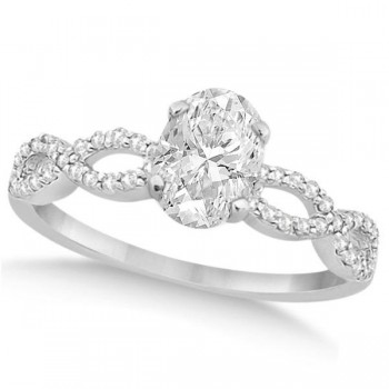 Twisted Infinity Oval Diamond Engagement Ring 14k White Gold (0.50ct)