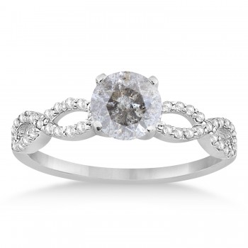 Twisted Infinity Round Salt & Pepper Diamond Engagement Ring Platinum (1.50ct)