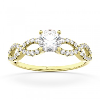 Twisted Infinity Diamond Engagement Ring Setting 18K Yellow Gold (0.21ct)