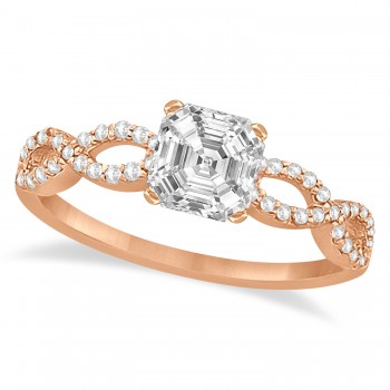 Infinity Asscher-Cut Diamond Engagement Ring 18k Rose Gold (0.50ct)
