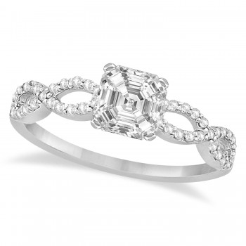 Infinity Asscher-Cut Diamond Engagement Ring 14k White Gold (0.75ct)