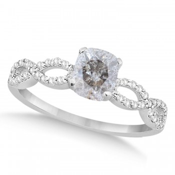 Infinity Cushion-Cut Salt & Pepper Diamond Engagement Ring Platinum (0.75ct)