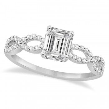 Infinity Emerald-Cut Diamond Engagement Ring 14k White Gold (0.75ct)