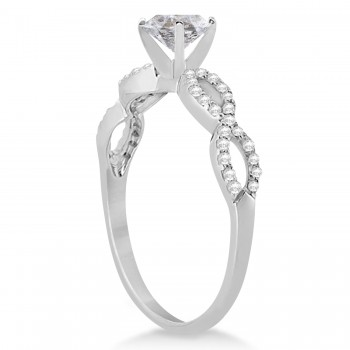 Twisted Infinity Round Salt & Pepper Diamond Engagement Ring 14k White Gold (0.75ct)